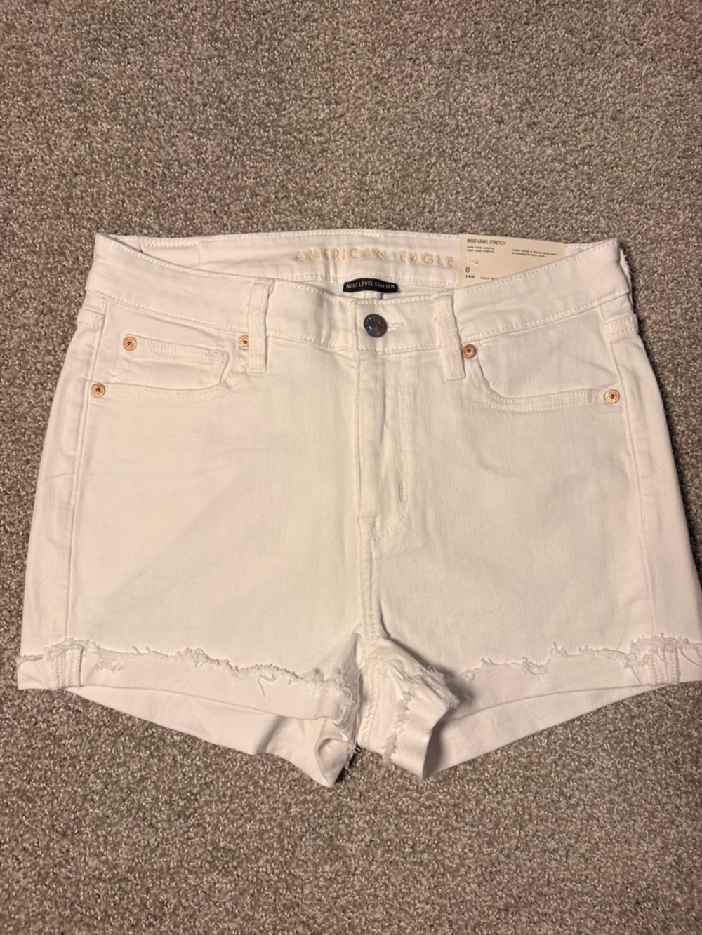 American Eagle Outfitters White Frayed Hem Denim Shorts